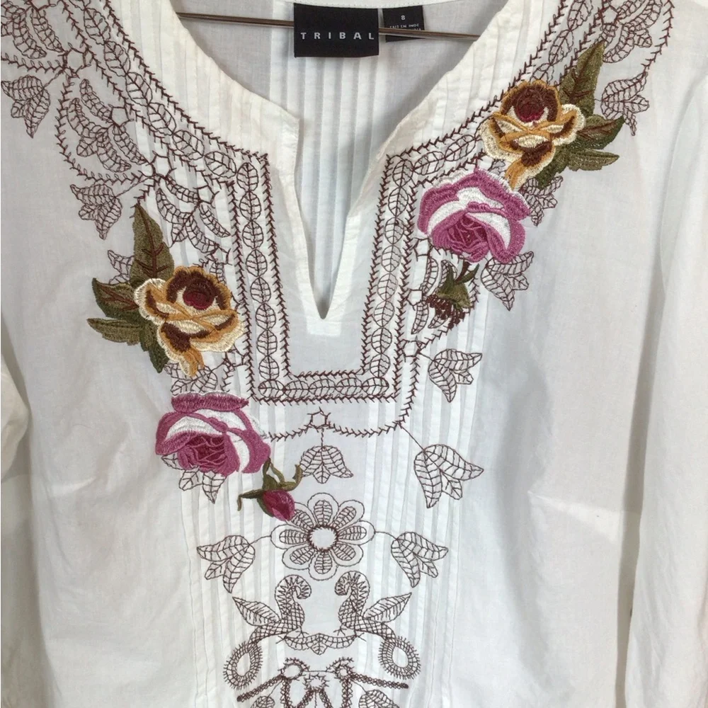 Tribal cotton embroidered tunic blouse - Picture 5 of 7